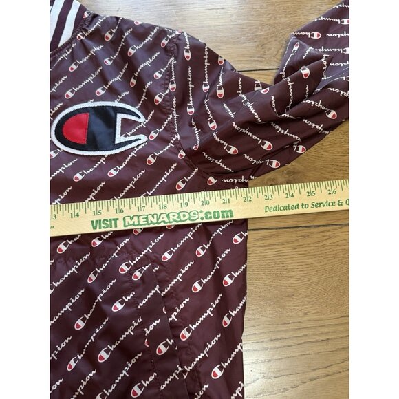 Champion Life All‎ Over Print Maroon Satin Baseball Jacket Mens Sz Medium Preppy - Picture 5 of 16